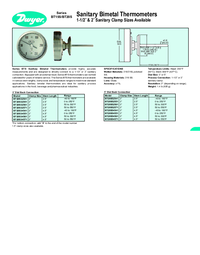 Thumbnail of document Data Sheet - BT15S/BT20S Sanitary Bimetal Thermometer